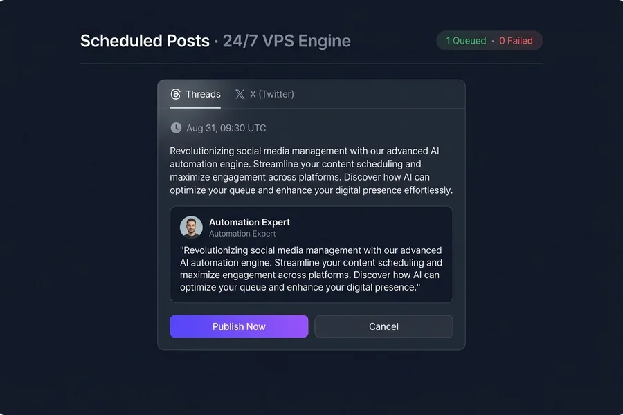 Threads & X Auto-Publishing Engine